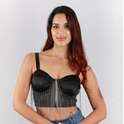 corset top satin con flecos w 